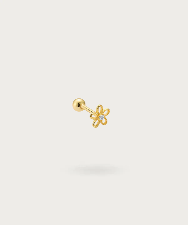 Piercing Anti-Helix de flor chapado en oro sofisticado y brillante