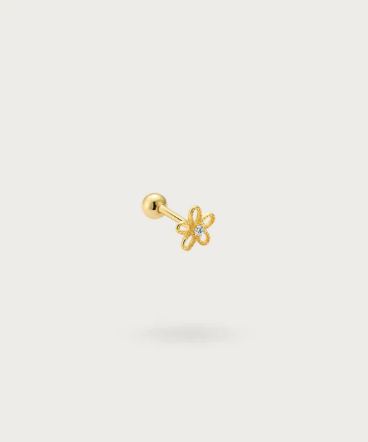 Piercing Tragus  de flor chapado en oro sofisticado y brillante