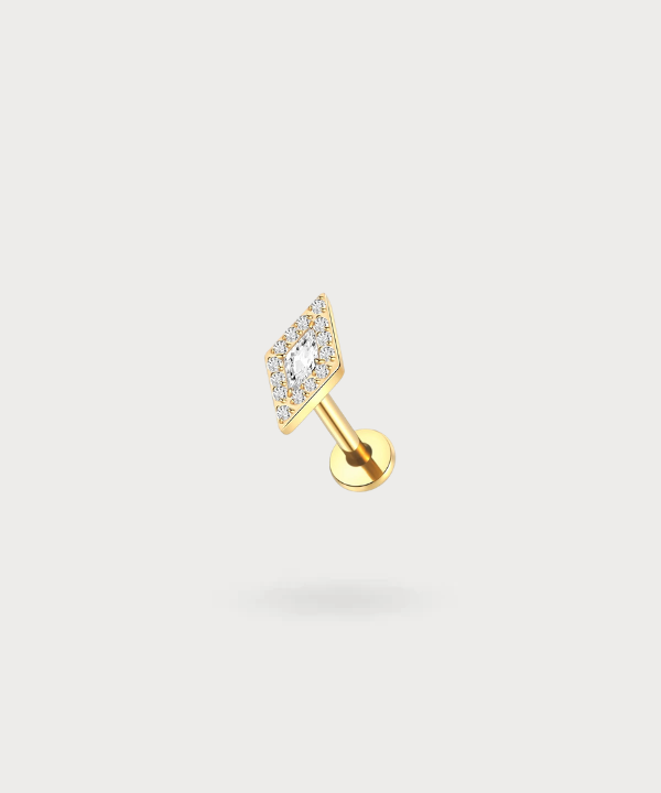 Piercing flat Oriana en forma de cuadrado con zirconias brillantes