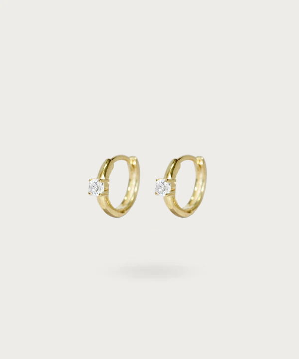 Pendientes de aros con circonitas con oro
