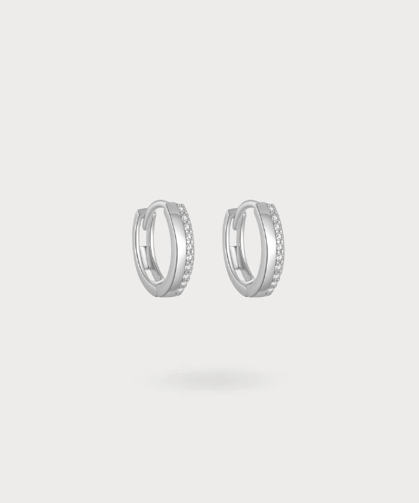 aros con circonitas brillantes incrustadas de plata de ley
