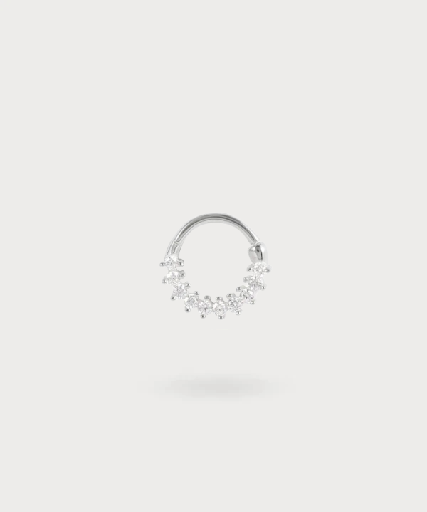 Piercing Hélix aro Adoración en plata de ley 925, realzado con circonitas radiantes.