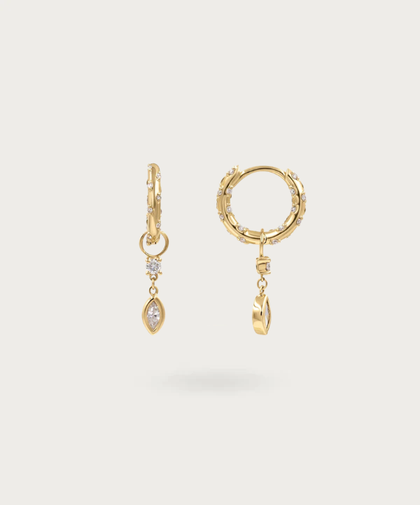 Pendientes de plata con circonitas blancas y pétalos de circonita