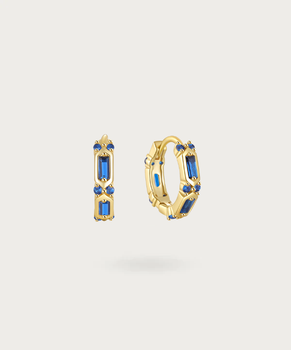 Pendientes con circonitas dorado con grandes piedras roja o azul