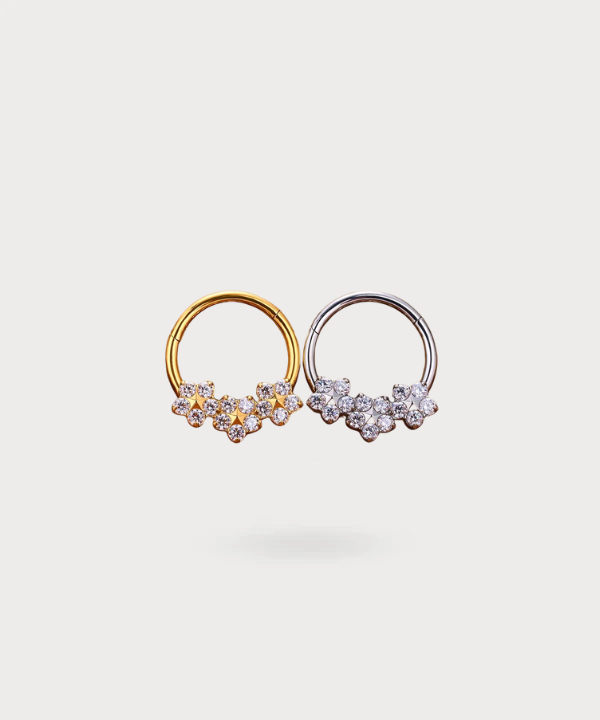Piercing Snug en titanio dorado y plateado para la oreja