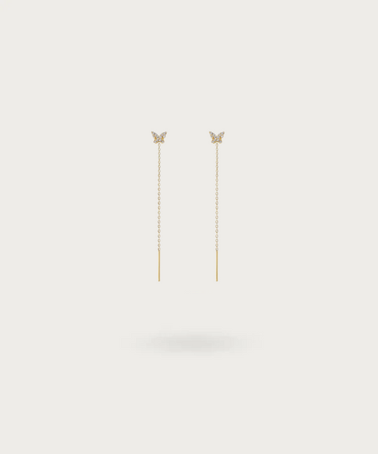 Pendientes de cadena con cierre de mariposa en plata esterlina 925