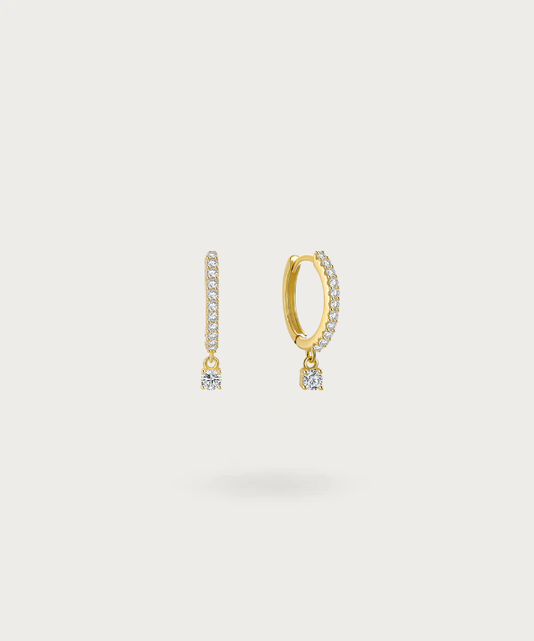 Aros S925 de Plata Esterlina Incrustados con Circonitas y Circonita Colgante