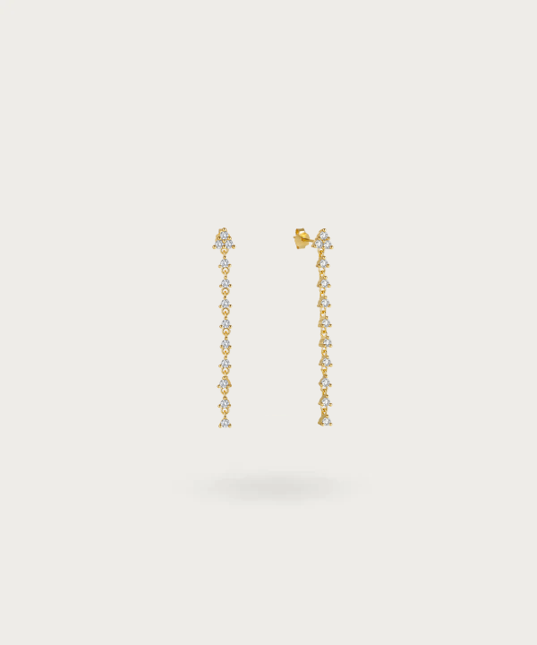 Pendientes largos de Zircon y Plata Esterlina 925 Bañados en Oro