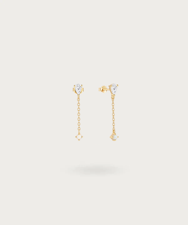 Pendientes Opalo en Cadena de Plata Esterlina 925