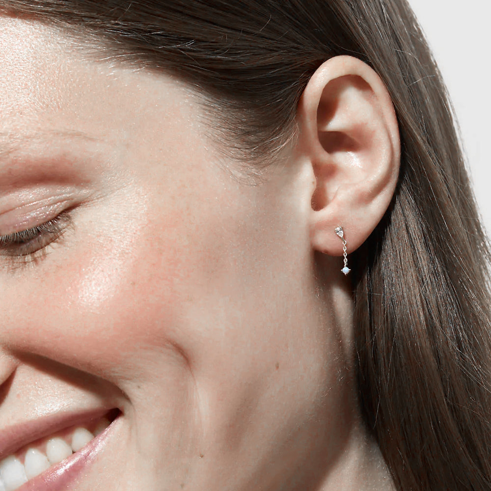 Elegantes pendientes de plata con circonita y opalo