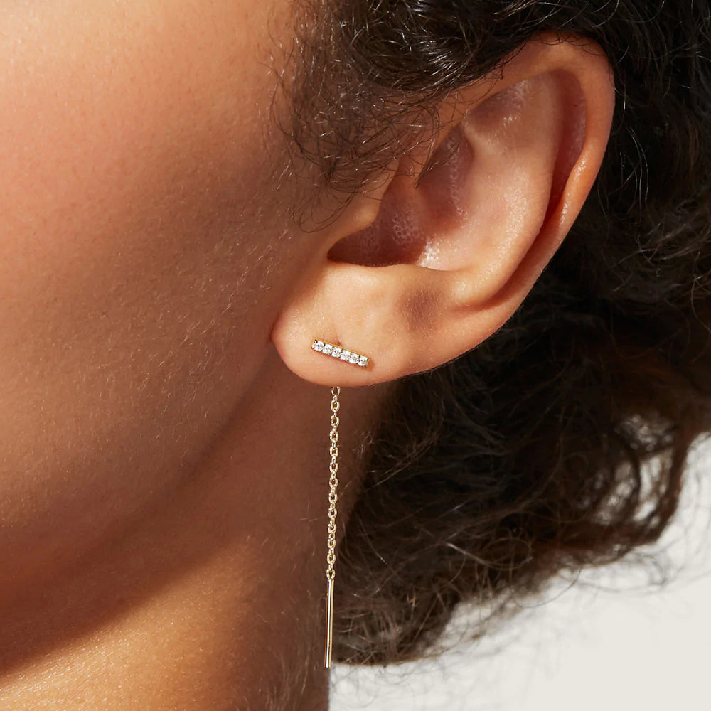 Elegantes pendientes de plata con circonitas y cadena pendante