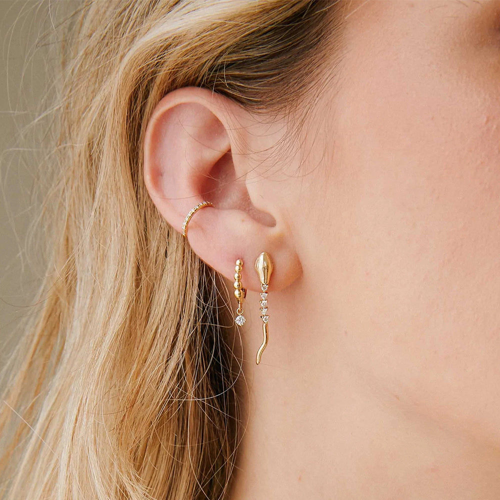 Pendientes de plata en forma de cobra para mujeres
