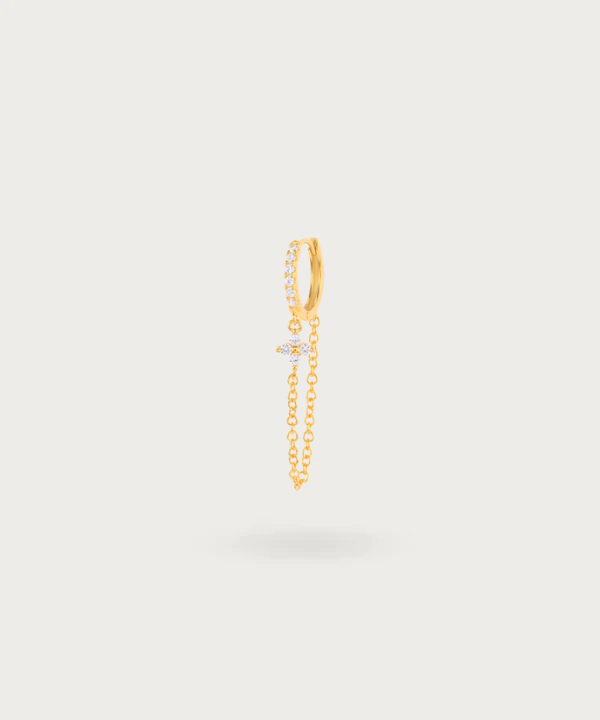 Piercing Oreja Cadena con zirconitos blancos