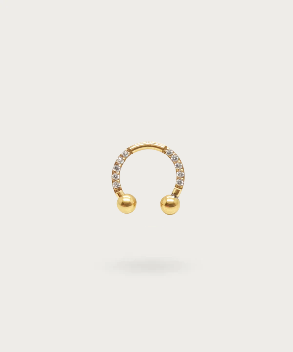 circular barbell oro titanio circonitas conch