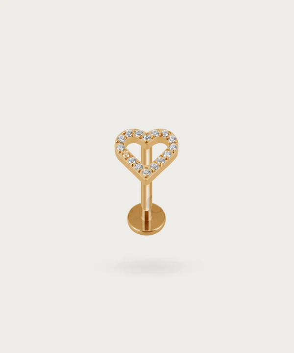 piercing titanio dorado corazon stud