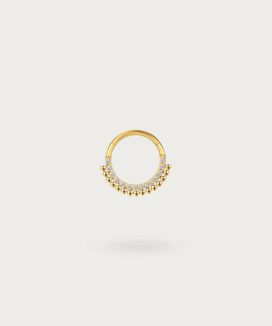 Piercing aro para Snug de oro con diseño de flores