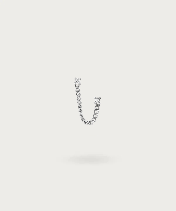 piercing oreja cadena plata 925