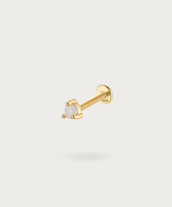 Branco | Piercing plano com opala