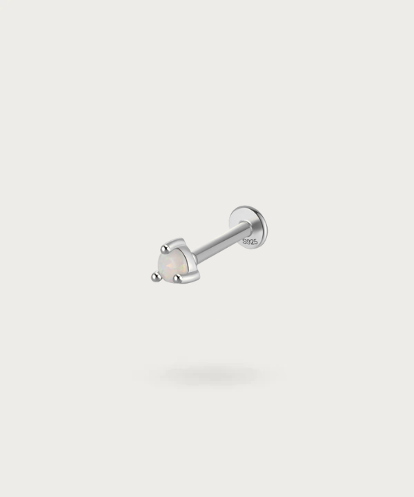 Branco | Piercing plano com opala