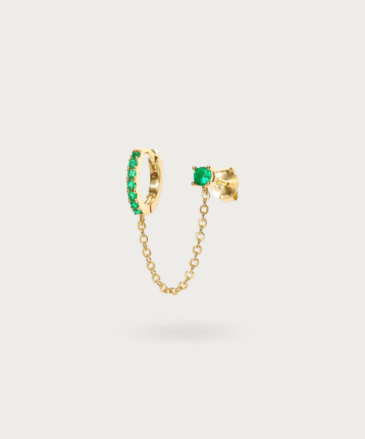 piercing cadena con circonitas verde