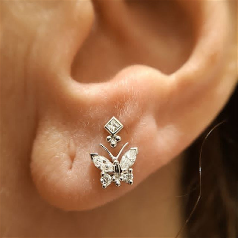 Piercing Lóbulo Mariposa plata mujer