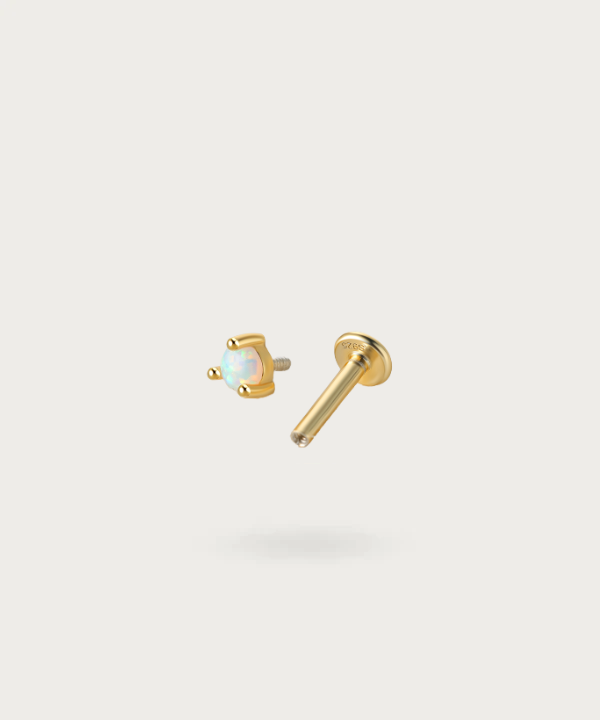 Branco | Piercing plano com opala