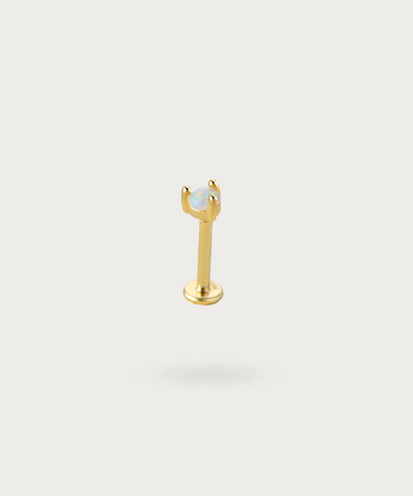 Branco | Piercing plano com opala