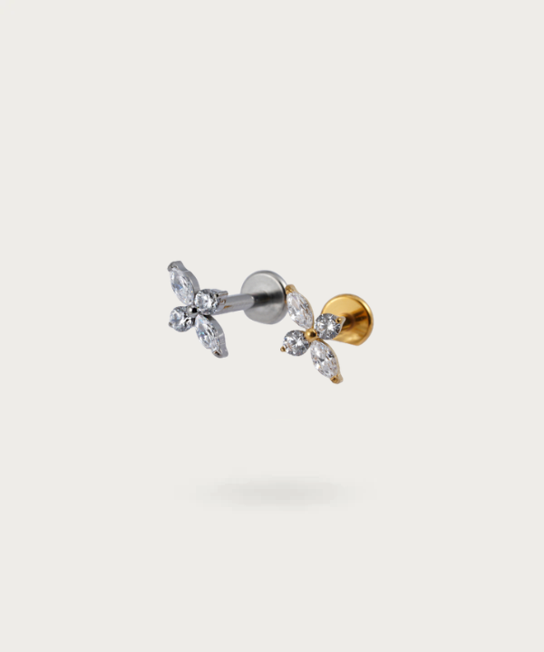 piercing titanio de oro y plateado helix