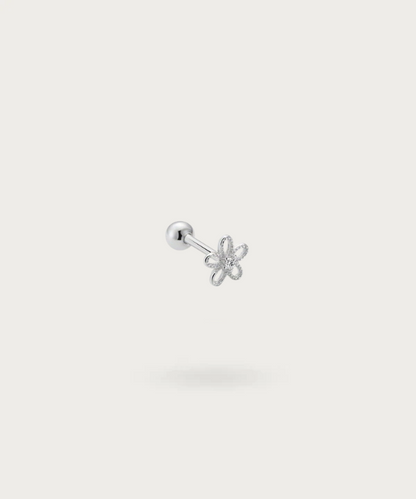 Piercing Helix de flor de plata elegante y delicado 