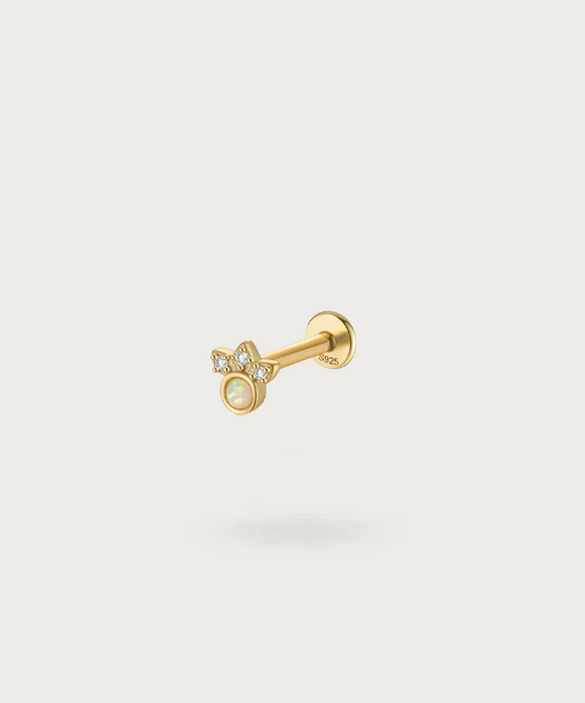 piercing oreja opalo en oro  con circonitas Anti Helix 