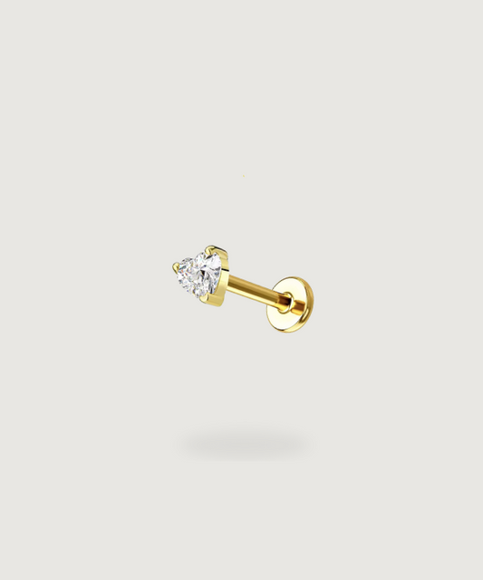 piercing oreja en oro  con circonita 