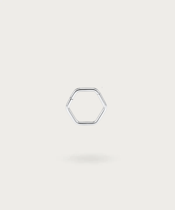 piercing oreja hexagon de plata
