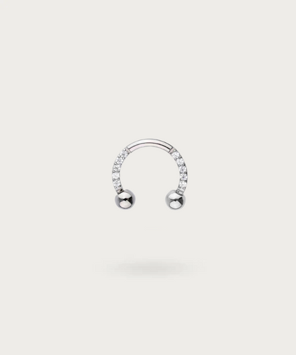 circular barbell plata titanio circonitas helix piercing