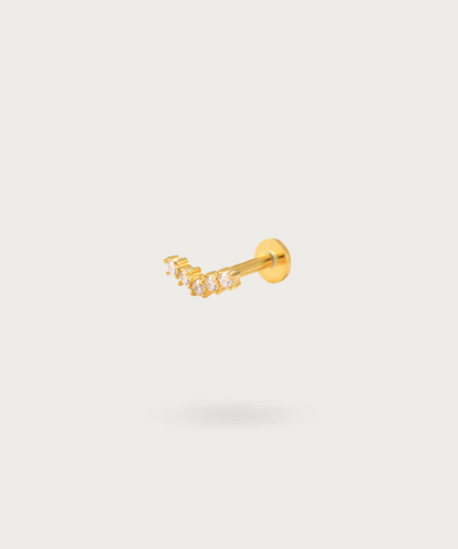 piercing de oro con zirconitos blancos helix