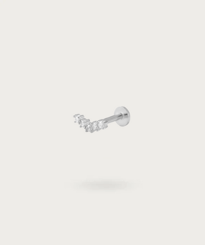 piercing de plata con zirconitos blancos anti helix