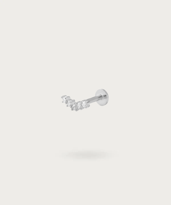 piercing de plata con zirconitos blancos helix