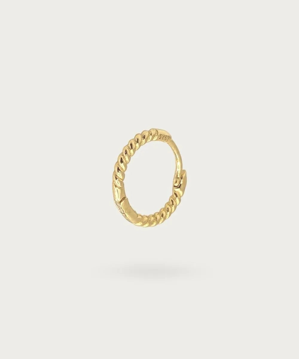 Piercing anillo para lobulo espiral de oro y diamantes engastados