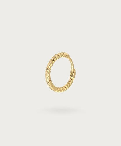 Piercing anillo para lobulo espiral de oro y diamantes engastados