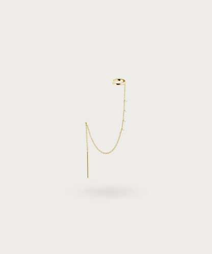 piercing oreja de cadena largo en oro18k 