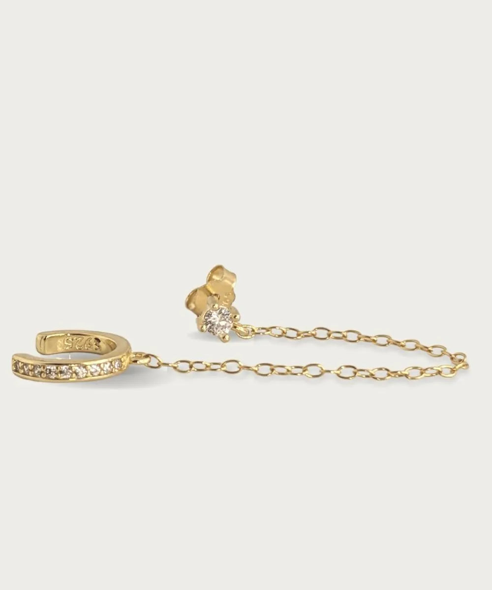 piercing cadena con diamantes en oro helix