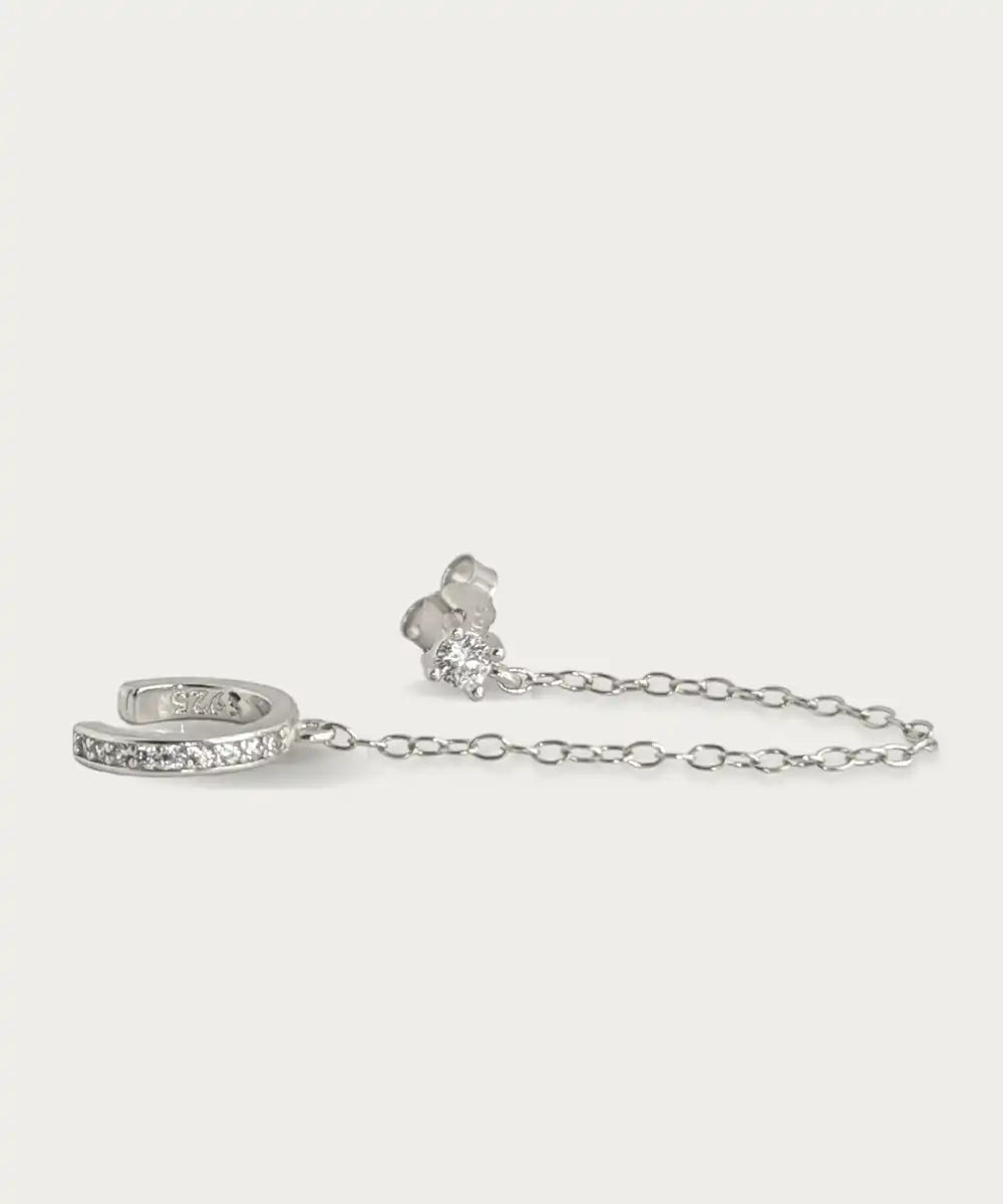 piercing cadena con diamantes de plata helix