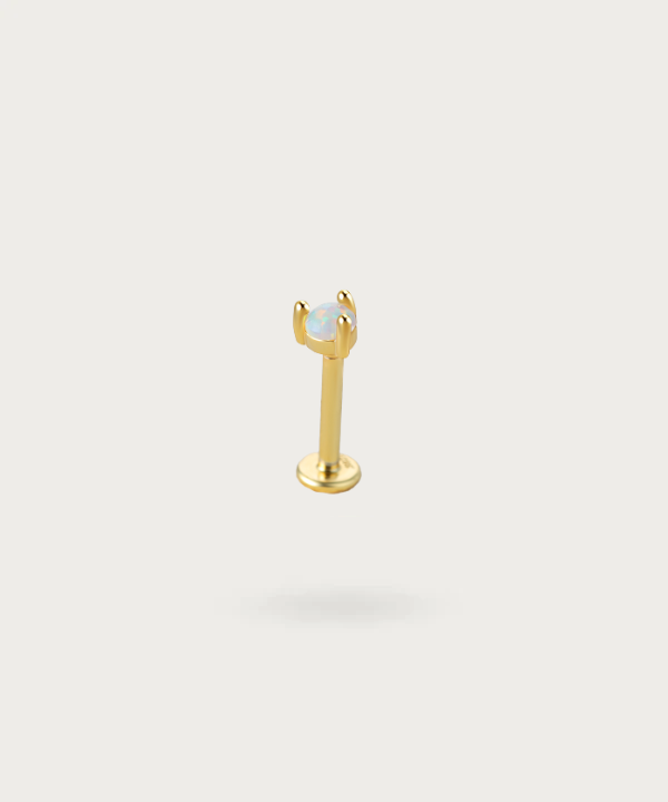 piercing helix con opalo oro