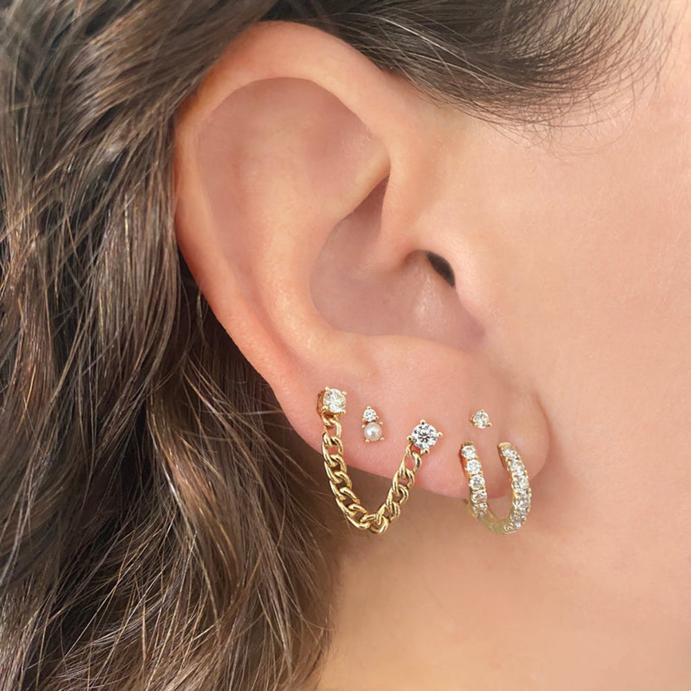 piercing oreja cadena plata 925 mujer